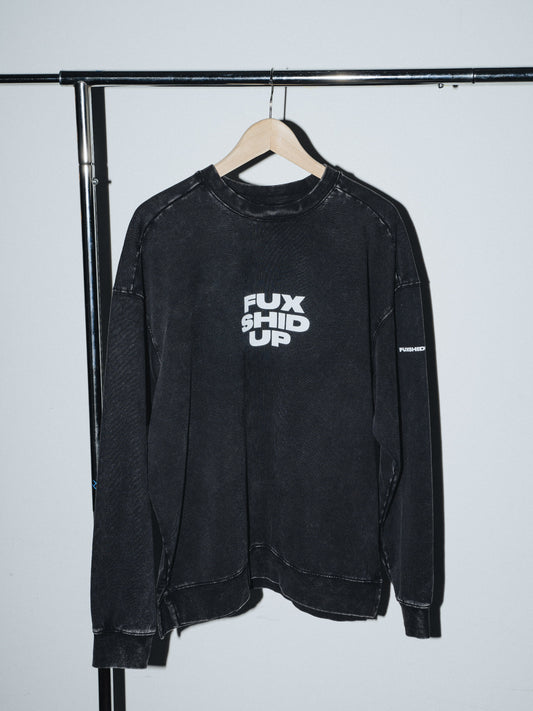 Stacked Black Crewneck